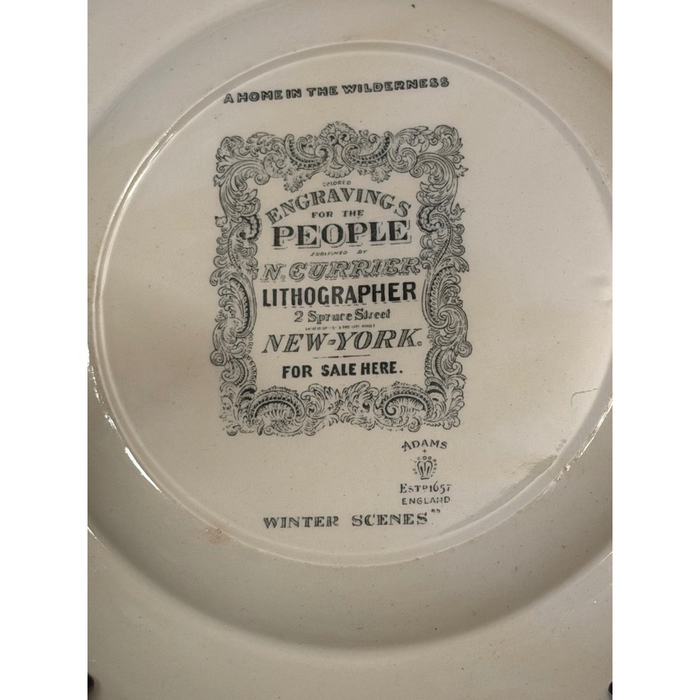 Adam's England Currier A Home in the Wilderness Plate 10.5" Winter - Picture 5 of 5